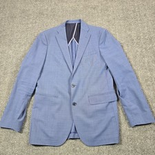 Cole Haan Grand.OS Blazer Mens 40 Blue Wool Lined Two-Button Single-Breasted