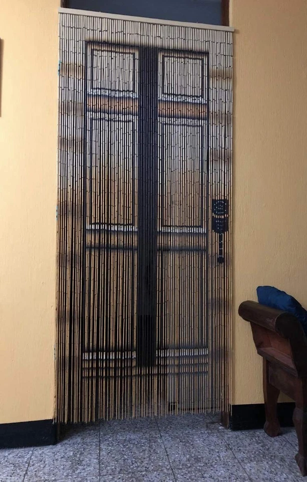 Cortina de cuentas de madera natural - 90 hilos - cuentas de puerta boho - puerta bohemia curva... Foto 3 de 4