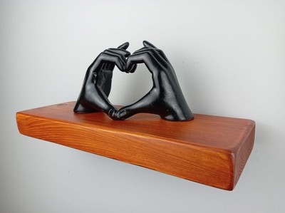 Teak Schwebendes Massivholz Handgefertigtes Regal 6''7''9'' Tiefe Unsichtbare Stützen