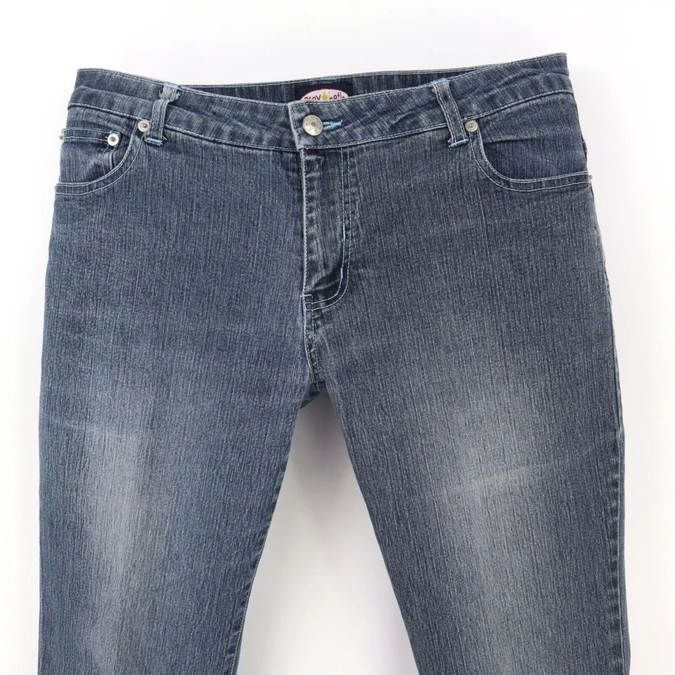 Pantalones de mezclilla Zoey Beth para mujer talla 9/10 azul mezcla de algodón desteñido elásticos rectos Foto 4 de 4