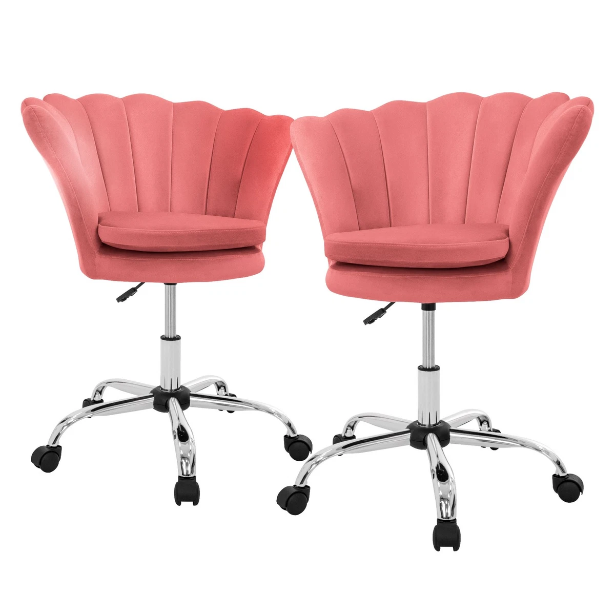 Set 2x sillas de oficina asientos de terciopelo, sillón ergonomico rosa coral