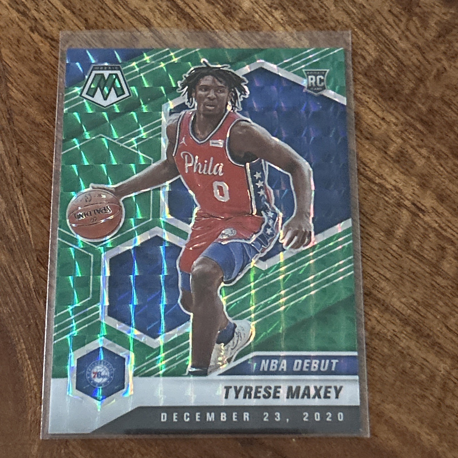 2020-21 Mosaic Tyrese Maxey RC Green Rookie NBA Debut #263 76ers