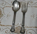 PAIR 2 GORHAM STERLING SILVER CHANTILLY SERVING PIECES ~ SPOON and FORK c.1960