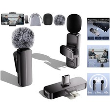 2 Pack Wireless Mini Lavalier Microphones with Noise Reduction for iPhone  A...