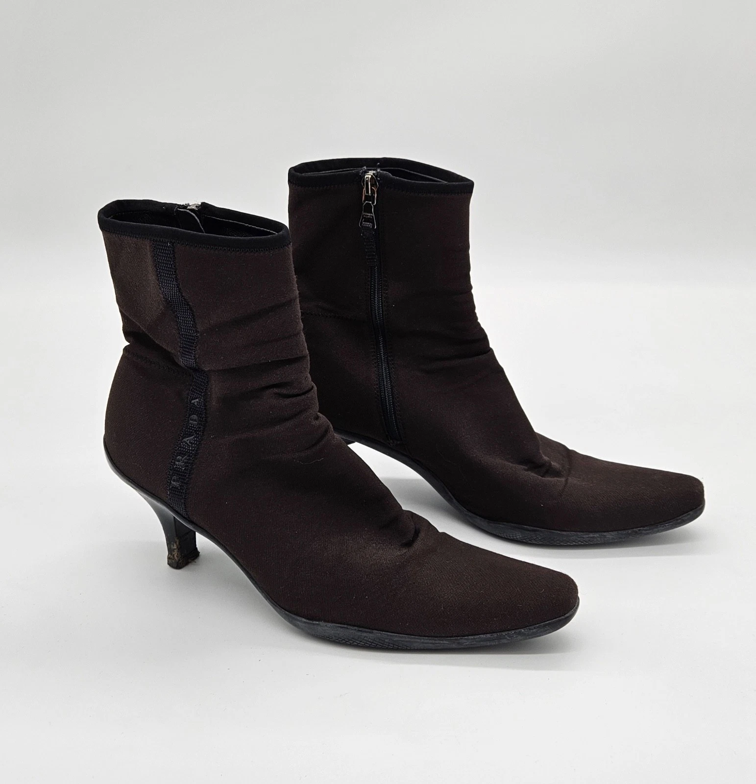 Stivali Prada vintage in tessuto marrone taglia 39