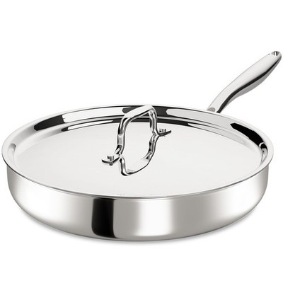 12 Inch Tri-Ply Stainless Steel Frying Pan, Pan with 12inch, Silver