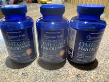 3 Puritan's Pride Omega-3 Fish Oil 1000 mg 300 mg Active Omega-3 100 Softgels