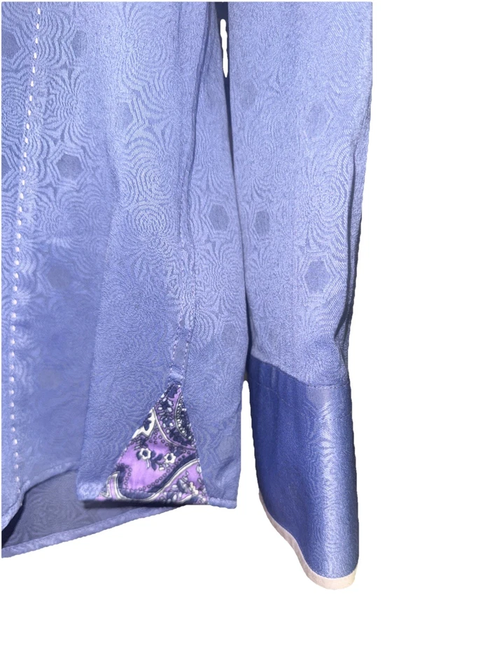 Absolute Rebellion Manga Larga Slim Fit con Botones Azul/Púrpura Paisley y Rosa Foto 4 de 4