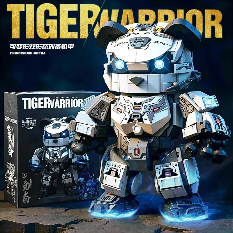 Bloques de construcción 2 en 1 Panda Mecha Warrior - Juego de regalo de juguete robot transformable Foto 4 de 4