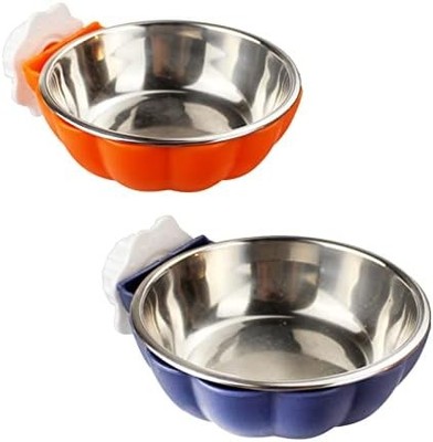 Fhiny Crate Dog Bowl, Removable Stainless Steel Pet Cage Feeder, 2 Pack