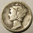 1924 P Mercury Dime 90% Silver G-VG  "Actual Coin Pictured- Not Cleaned"