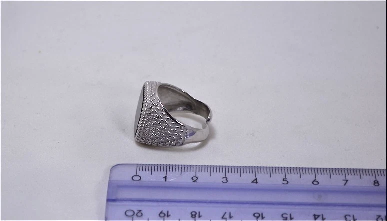 ANELLO IN ARGENTO 925 RODIATO ONICE REGOLABILE  16 x 16 mm              AGNK 025 - Immagine 3 di 3