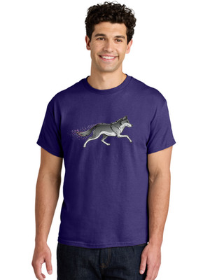Wolf-Running Mens Graphic Tee, 100% Cotton, Casual Summer Wear