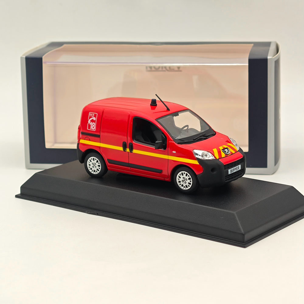 1/43 Norev Peugeot Bipper Van Fire Vehicle Red Diecast Models Car