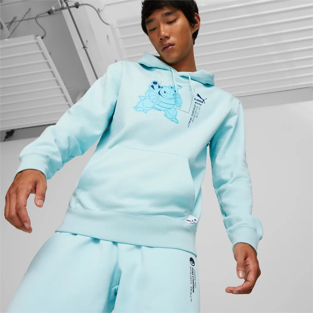 POKEMON Blastoise x PUMA Collaboration Hoodie Menu0026#039;s Parka Light Aqua  XS-XL F/S | eBay