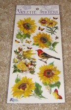 Violette One Package Sticker Sheets Floral Sunflowers Birds