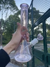 11" Purple Glass Bong Premium Quality Water Pipe Hookah Bong 14mm Bowl USA