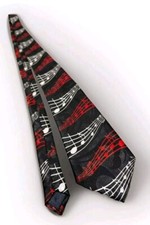 Hand Tie NECKTIE  Adult Size  MUSICAL NOTES  100 Polyester  Pre-Owned