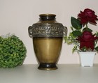 Ornate Leaf Design Flower Pot With Handle Brass Urn Flower Vase Jar Vessel HK387