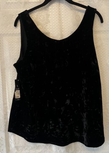 Neu mit Etikett 108 $ Ret. NIC+ZOE Crushed Black Onyx Velvet Sleeveless Top Lined Stretch L - Bild 4 von 6