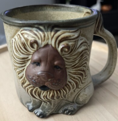 Lion Shape 3D Ceramic Mug Vtg Giftcraft Stoneware Made in Japan 8oz 