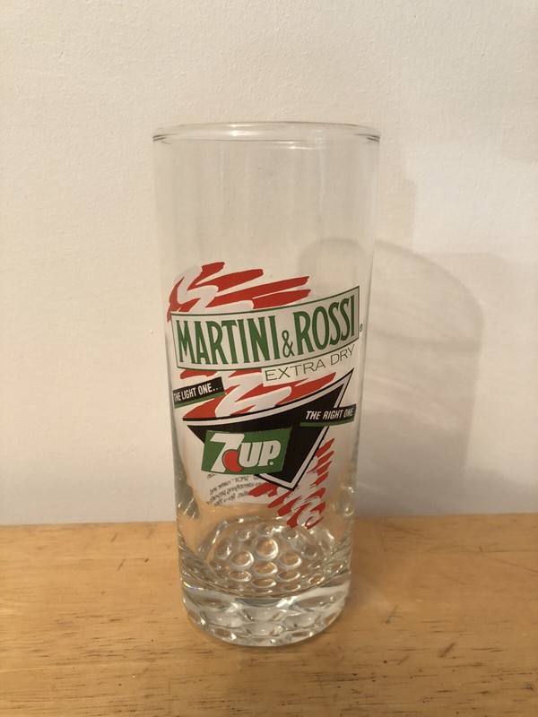7 Up Martini & Rossi Glass 1991, 6" tall 12 oz