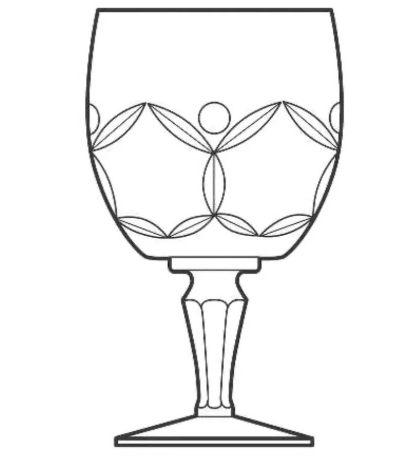 复古 Block Atlantis Faro 水晶手工吹制和切割红酒杯 葡萄牙 4 — 第 2/4 张图片