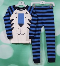 Baby Gap Boys Size 5 Blue Striped Zip Up Tiger Pajama Set