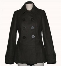 Via Grey Wool Blend Pleated Lower Skirt Lined Peacoat Wms 0 New Very Nice