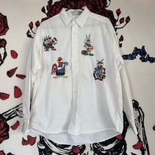 VTG 90s Acme Warner Brothers Looney Toons Button Up Shirt Travel Tourist L