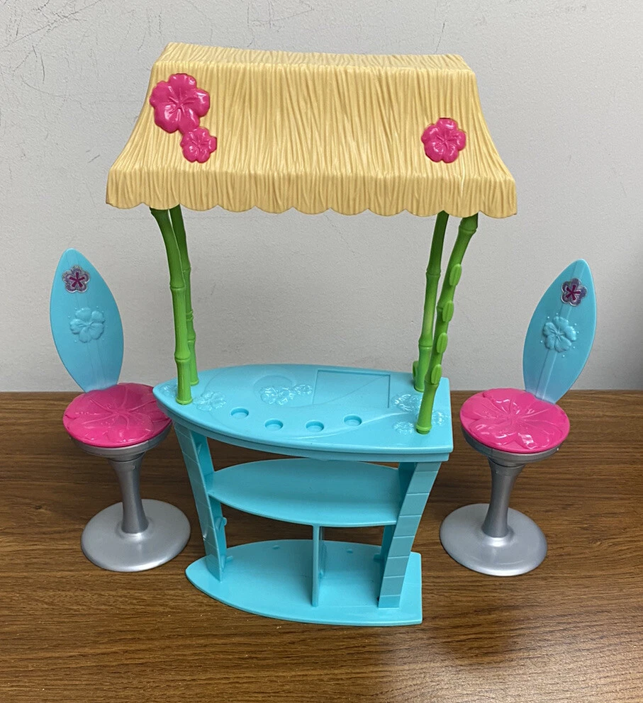 Barbie Doll Pink Passport Tiki Hut Beach Bar Stools