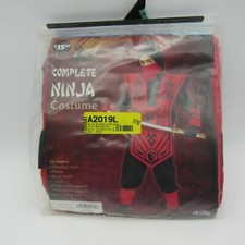 Ninja Halloween Costume Black Red Complete