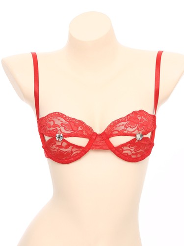 Womens Lace 1/4 Cup Bralette Push Up Underwired Unlined Bra Tops Lingerie - Picture 110 of 112