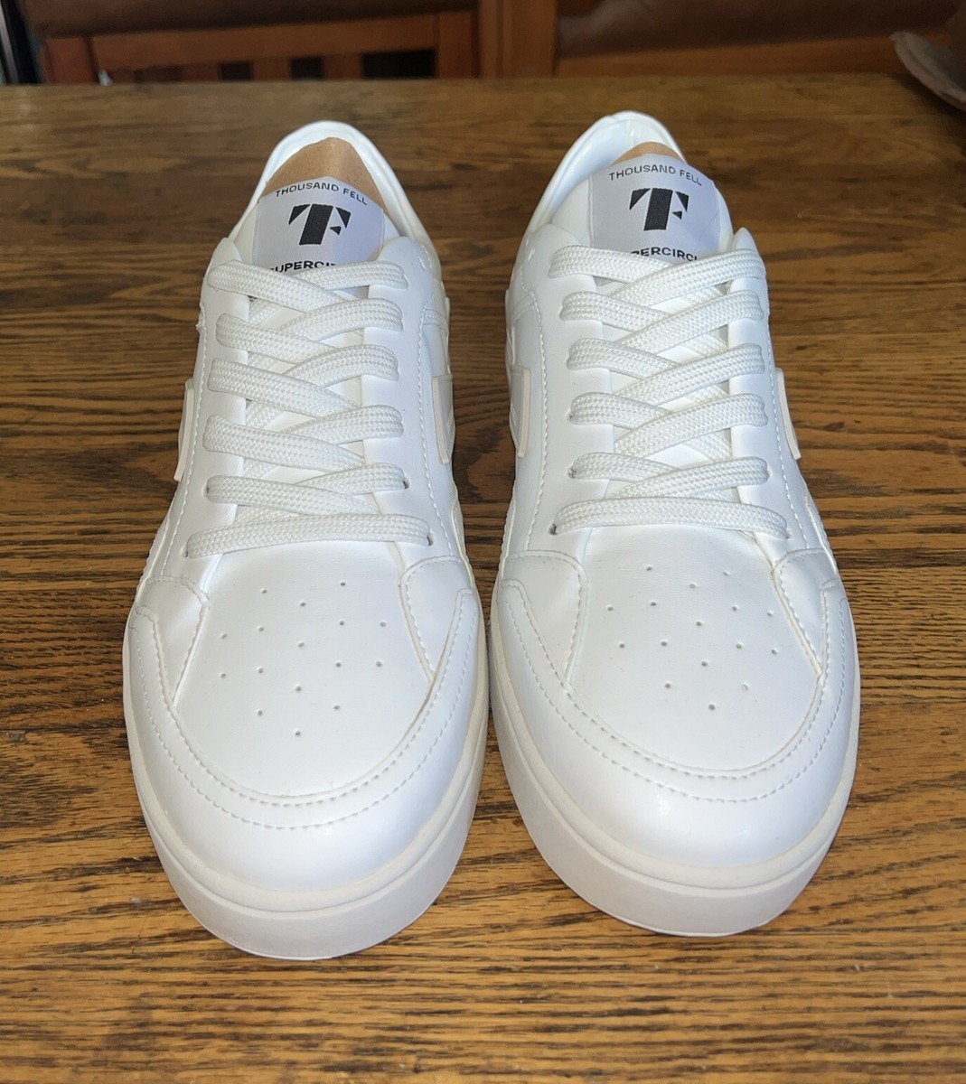 NWOT Thousand Fell Women's White Laced Court Sneakers Size