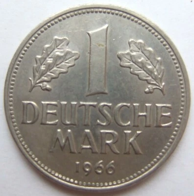 Münze Bundesrepublik Deutschland 1 Deutsche Mark 1966 J in fast Stempelglanz - Bild 1 von 2