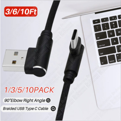 USB-C to A Cable Charger 90 Degree Elbow Type C For iPhone15 16e 17 Samsung Lot