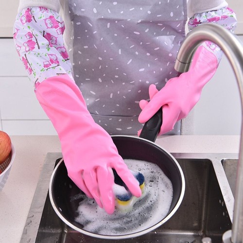 Non-slip Plush Gloves Warm Dishwashing Gloves for Kitchen Laundry