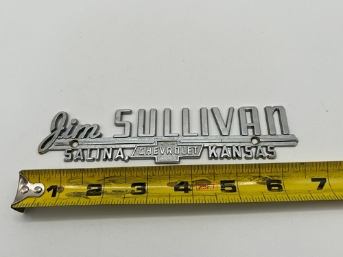 Vintage Metallhändler Händler Emblem/Abzeichen Jim Sullivan Chevrolet Salina, KS