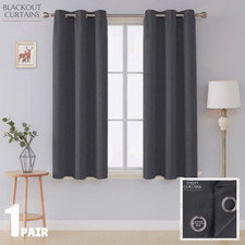 Thermal Blackout Curtains Eyelet Ring Top Ready Made Pair Energy Save +Tie Backs