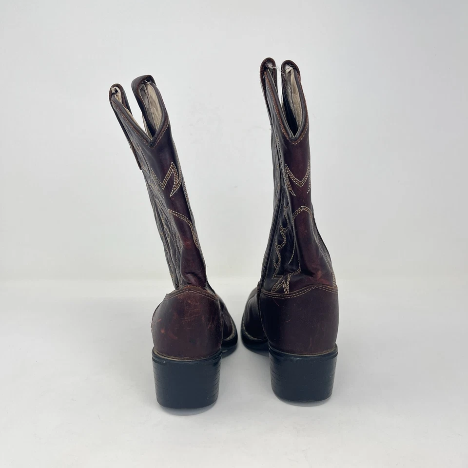 Bota Old West Jama de cuero oxidado aceitado punta en J estrecha para niños talla 13 Foto 4 de 4