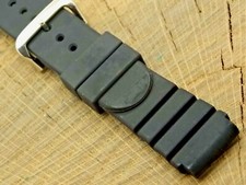 Speidel Vintage Black Rubber Silver Tone Buckle 20mm Watch Band NOS Unused Long