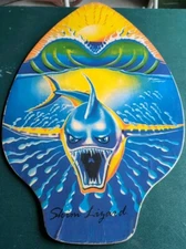 Vintage Skim Lizard Michael Searle Shark Skimboard Wood Ocean Big Wave Sunset