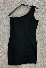 Connection 18 Black Dress One Shoulder Stretch Little Black Dress Women's Size L