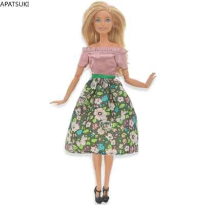 APATSUKI Rosa Grün Floral Mode Kleid für Barbie Puppe Kleidung Outfits 1/6 Puppe Zubehör