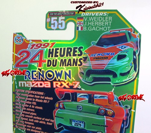 Hot Wheels CUSTOM 1991 24H LE MANS RENOWN #55 Mazda RX-7 GREEN,STAR 5SP,CARDED - Picture 9 of 22