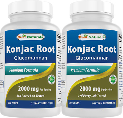 2 Pack Best Naturals Konjac Glucomannan root 2000mg/serving  180 Veggie Caps