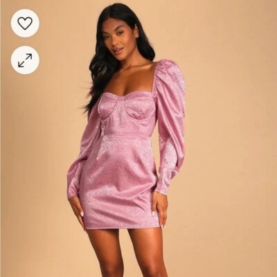 Burst Into Bloom Mauve Satin Floral Jacquard Mini Dress NWT size Large |  eBay