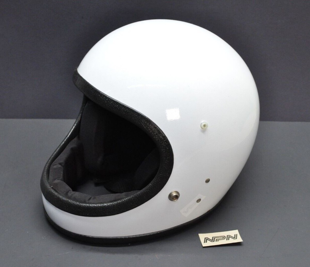 Vtg NOS 1974 Safetech IRR White Full Face Motorcycle Scooter