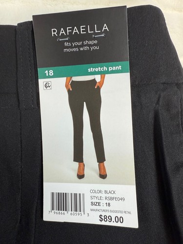 Rafaella Dress Pants Women 18 Black Stretch Comfort Ankle Pull On Career Trouser - Picture 8 of 10