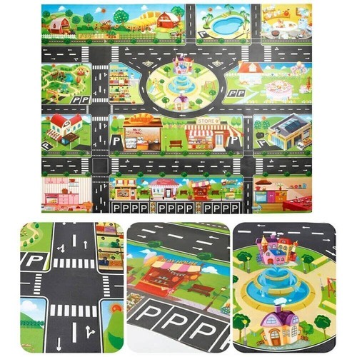Kinderteppich Doppelseitig Straßenteppich Spielteppich Spielmatte Auto Straße. - Bild 9 von 12